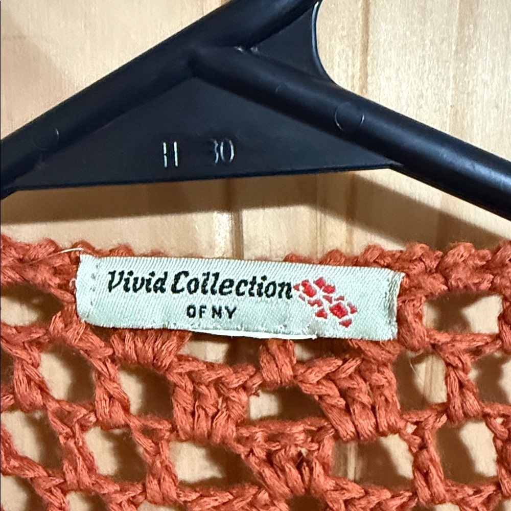 Vivid Collection Crochet Open-Front Sweater - Rust - Picture 2 of 3
